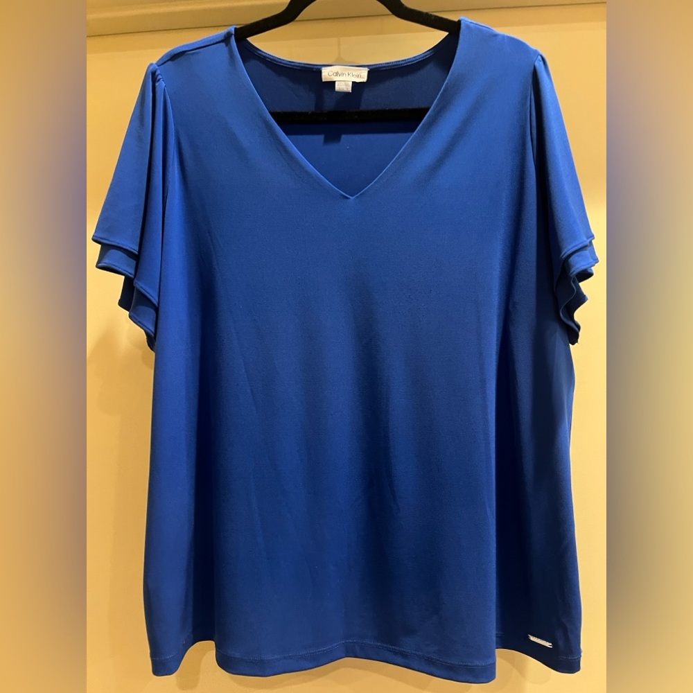 EUC Calvin Klein Royal Blue Blouse 1X